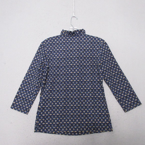 J McLaughlin Top‎ Small Ruffle Neck Durham Catalina Cloth Preppy Academia Career - Picture 3 of 9